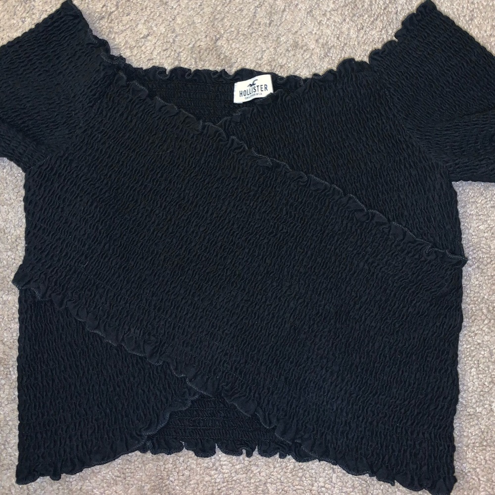Black Scrunch Crop Top Hollister